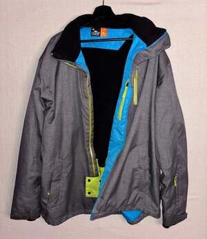 Crane Snow Extreme XL Ski Jacket – Gray, Blue & Neon Yellow